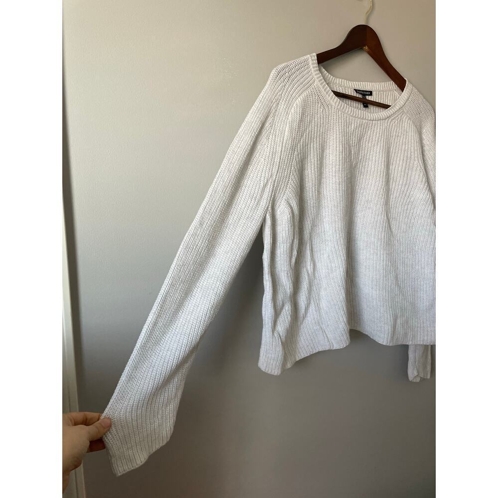Eileen Fisher White Knit Raglan Sweater cotton lyocel sz M - Picture 2 of 9